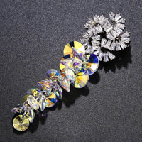 Side angle view of Khaista Austrian crystal snowflake brooch