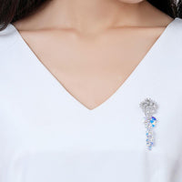 Close-up of Austrian crystals on Khaista snowflake brooch