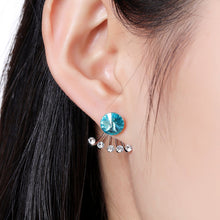 Load image into Gallery viewer, Big Blue Crystal Stud Earrings -KPE0313 - KHAISTA Fashion Jewellery
