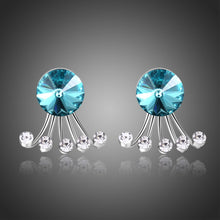 Load image into Gallery viewer, Big Blue Crystal Stud Earrings -KPE0313 - KHAISTA Fashion Jewellery
