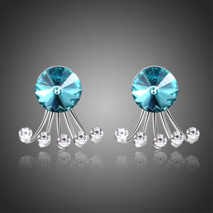 Big Blue Crystal Stud Earrings -KPE0313 - KHAISTA Fashion Jewellery
