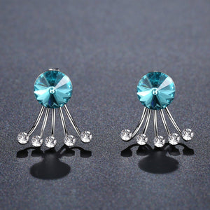 Big Blue Crystal Stud Earrings -KPE0313 - KHAISTA Fashion Jewellery
