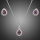 Large Pear Purple Crystal Jewellery Set