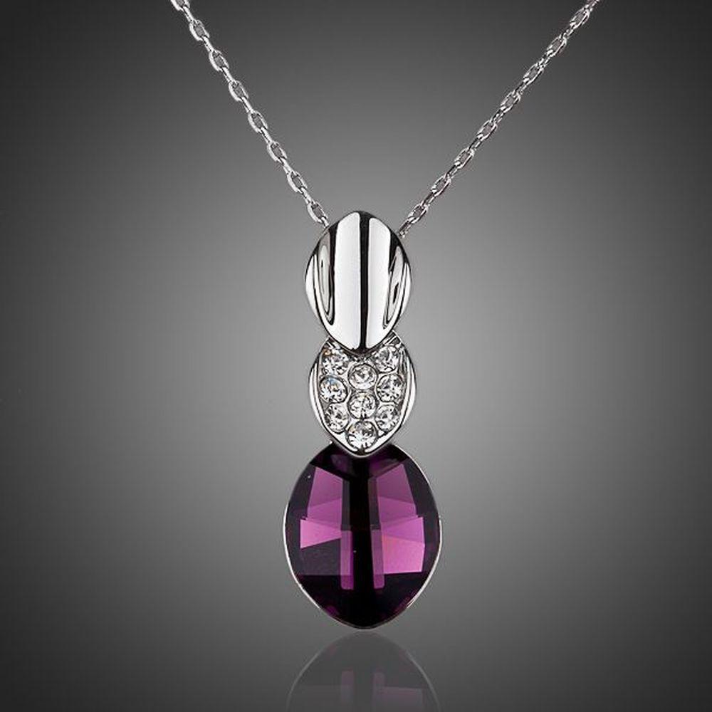 Big Purple Crystal Pendant Necklace - KHAISTA Fashion Jewellery