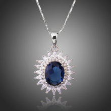 Load image into Gallery viewer, Big Round Blue Cubic Zirconia Necklace KPN0230 - KHAISTA Fashion Jewellery
