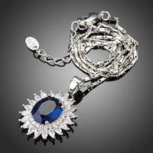Load image into Gallery viewer, Big Round Blue Cubic Zirconia Necklace KPN0230 - KHAISTA Fashion Jewellery
