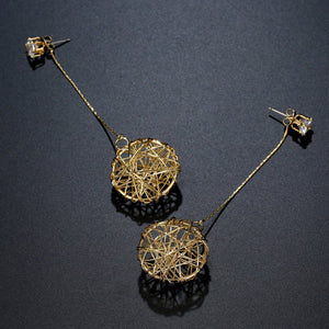 Big Round Dangle Long Earrings -KPE0398 - KHAISTA Fashion Jewellery