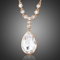 KHAISTA large waterdrop crystal pendant necklace on white background