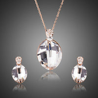 Khaista large waterdrop clear Austrian crystal earrings necklace set