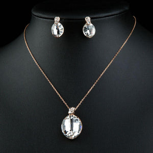 Big Waterdrop Clear Austrian Crystals Earrings Jewelry Set - KHAISTA Fashion Jewellery