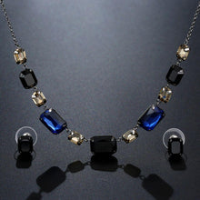 Load image into Gallery viewer, Black Australian Crystal Pendant Necklace Set - KHAISTA Fashion Jewellery
