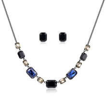 Load image into Gallery viewer, Black Australian Crystal Pendant Necklace Set - KHAISTA Fashion Jewellery
