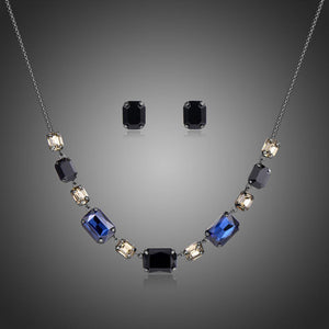 Black Australian Crystal Pendant Necklace Set - KHAISTA Fashion Jewellery