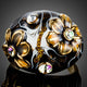 Premium Black Floral Statement Ring with Oil Paint Fine Detailing