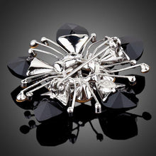 Load image into Gallery viewer, Black Flower Crystal Brooch - KHAISTA Fashion Jewellery
