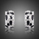 Black Leopard Design Crystal Clip Earrings