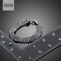 black CZ link chain bangle detail view by KHAISTA