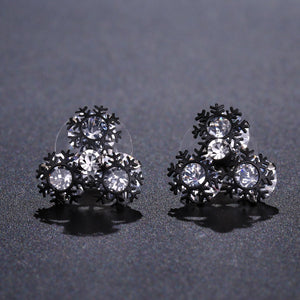 Black Snow Flower Stud Earrings -KPE0309 - KHAISTA Fashion Jewellery