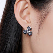 Load image into Gallery viewer, Black Snow Flower Stud Earrings -KPE0309 - KHAISTA Fashion Jewellery
