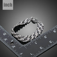 black zig zag CZ bracelet detail view by KHAISTA