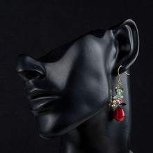 Load image into Gallery viewer, Blood Red Cluster Drop Earrings - KHAISTA Fashion Jewellery
