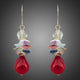 Deep Red Crystal Cluster Drop Earrings