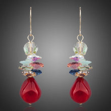 Load image into Gallery viewer, Blood Red Cluster Drop Earrings - KHAISTA Fashion Jewellery
