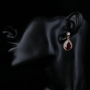 Blood Red Crystal Drop Earrings - KHAISTA Fashion Jewellery