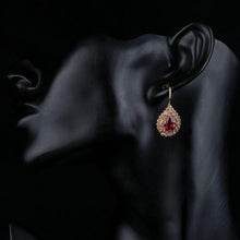 Load image into Gallery viewer, Blood Red Cubic Zirconia Drop Earrings -KPE0151 - KHAISTA Fashion Jewellery

