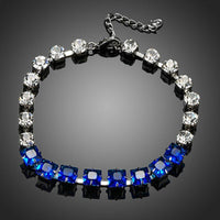 KHAISTA blue clear CZ bracelet on white background
