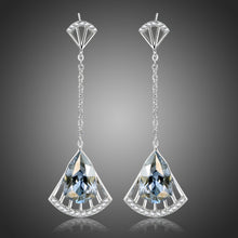Load image into Gallery viewer, Blue Austrian Crystal Drop Earrings -KPE0396 - KHAISTA Fashion Jewellery

