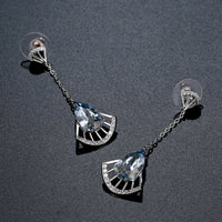 blue Austrian crystal drop earrings detail view by KHAISTA