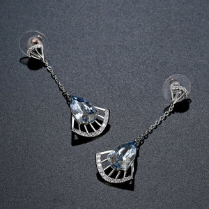 Blue Austrian Crystal Drop Earrings -KPE0396 - KHAISTA Fashion Jewellery