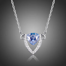Load image into Gallery viewer, Blue Austrian Crystal Stone Shield Design Pendant Necklace for Women - KHAISTA Fashion Jewellery
