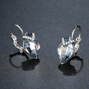 Blue Austrian Crystals Drop Earrings -KPE0365 - KHAISTA Fashion Jewellery