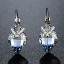 Load image into Gallery viewer, Blue Austrian Crystals Drop Earrings -KPE0365 - KHAISTA Fashion Jewellery
