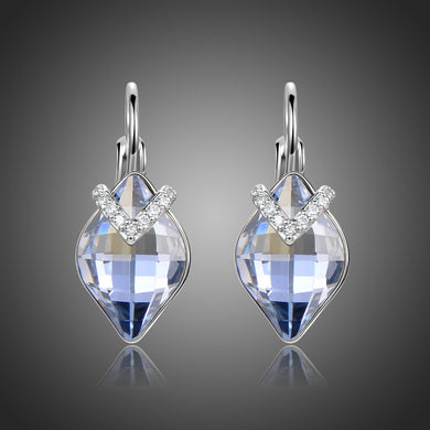 Blue Austrian Crystals Drop Earrings -KPE0365 - KHAISTA Fashion Jewellery