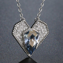 Load image into Gallery viewer, Blue Austrian Crystals Heart Shaped Pendant Necklace Rhinestone Vintage Fashion - KHAISTA Fashion Jewellery
