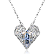 Load image into Gallery viewer, Blue Austrian Crystals Heart Shaped Pendant Necklace Rhinestone Vintage Fashion - KHAISTA Fashion Jewellery
