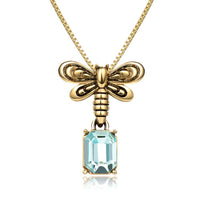 Pendant detail on KHAISTA blue Austrian crystal pendant necklace