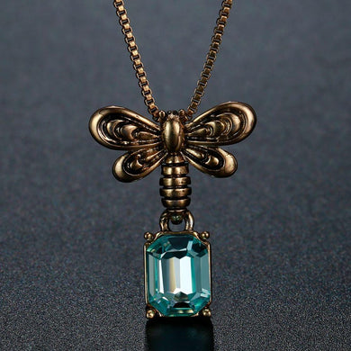 Blue Austrian Crystals Pendants Necklace -KFJN0286 - KHAISTA1