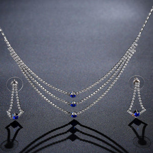 Blue Clear Round Cut Cubic Zirconia Jewelry Set - KHAISTA Fashion Jewellery