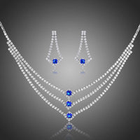 Khaista blue clear round cut CZ jewellery set on white background
