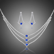 Load image into Gallery viewer, Blue Clear Round Cut Cubic Zirconia Jewelry Set - KHAISTA Fashion Jewellery
