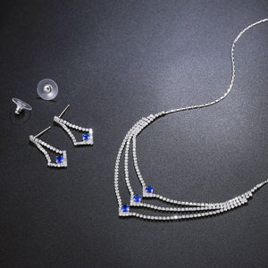 Blue Clear Round Cut Cubic Zirconia Jewelry Set - KHAISTA Fashion Jewellery