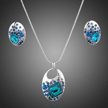 Load image into Gallery viewer, Blue Crystal Necklace &amp; Earrings Set - KHAISTA Fashion Jewellery
