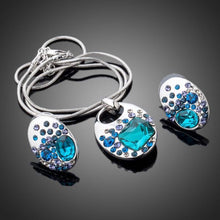 Load image into Gallery viewer, Blue Crystal Necklace &amp; Earrings Set - KHAISTA Fashion Jewellery
