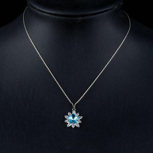Blue Crystal Waterdrop Pendant Necklace KPN0169 - KHAISTA Fashion Jewellery
