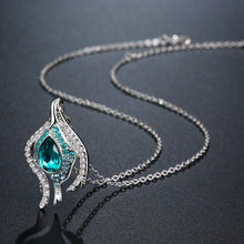 Load image into Gallery viewer, Blue Crystals Pendant Chain Necklace KPN0251 - KHAISTA Fashion Jewellery
