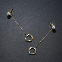 Load image into Gallery viewer, Blue Cubic Zirconia Pearl Dangle Earrings -KFJE0401 - KHAISTA2
